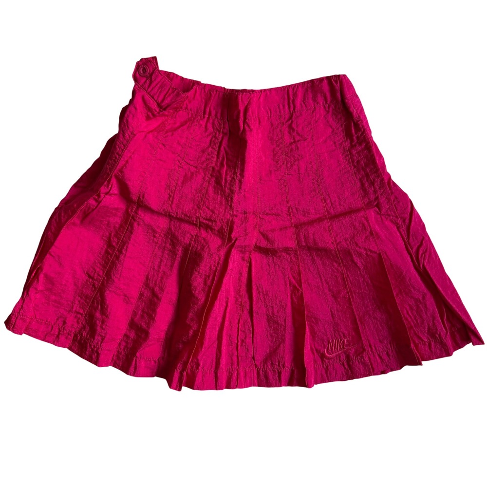 Nike Vintage Y2K Sporty Women Pleated Mini Skirt Pink Nylon